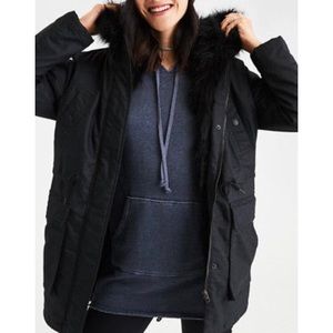 American Eagle AEO Women's Faux Fur Hood Parka
